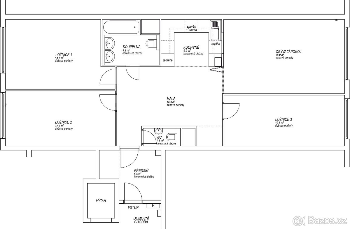 Pronájem bytu 5+kk, 96 m2, Praha 4, u lesa a u metra