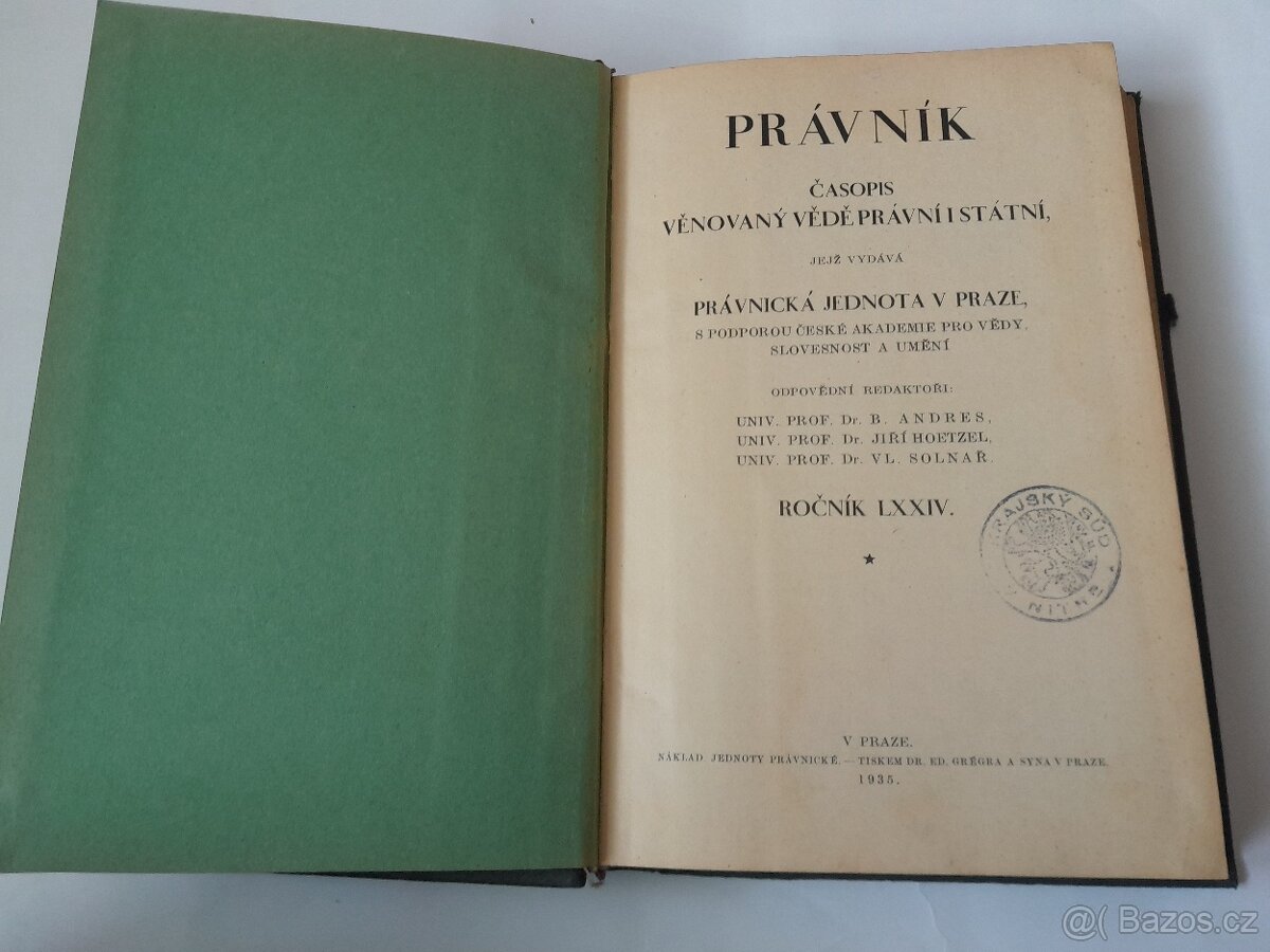 Časopis PRÁVNÍK r.1935