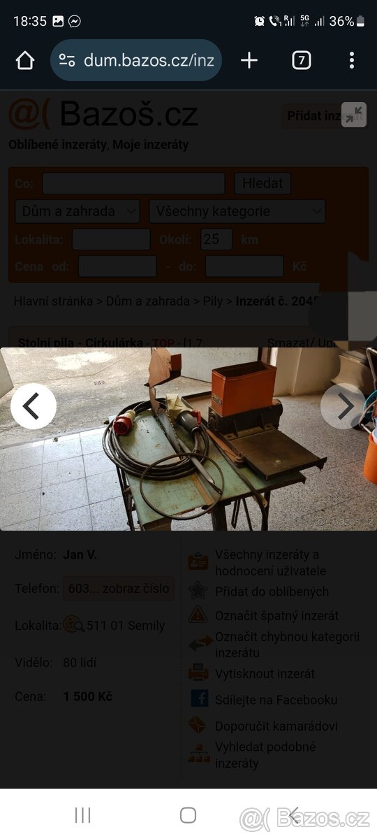 Stolni cirkulárek narex VOP 35