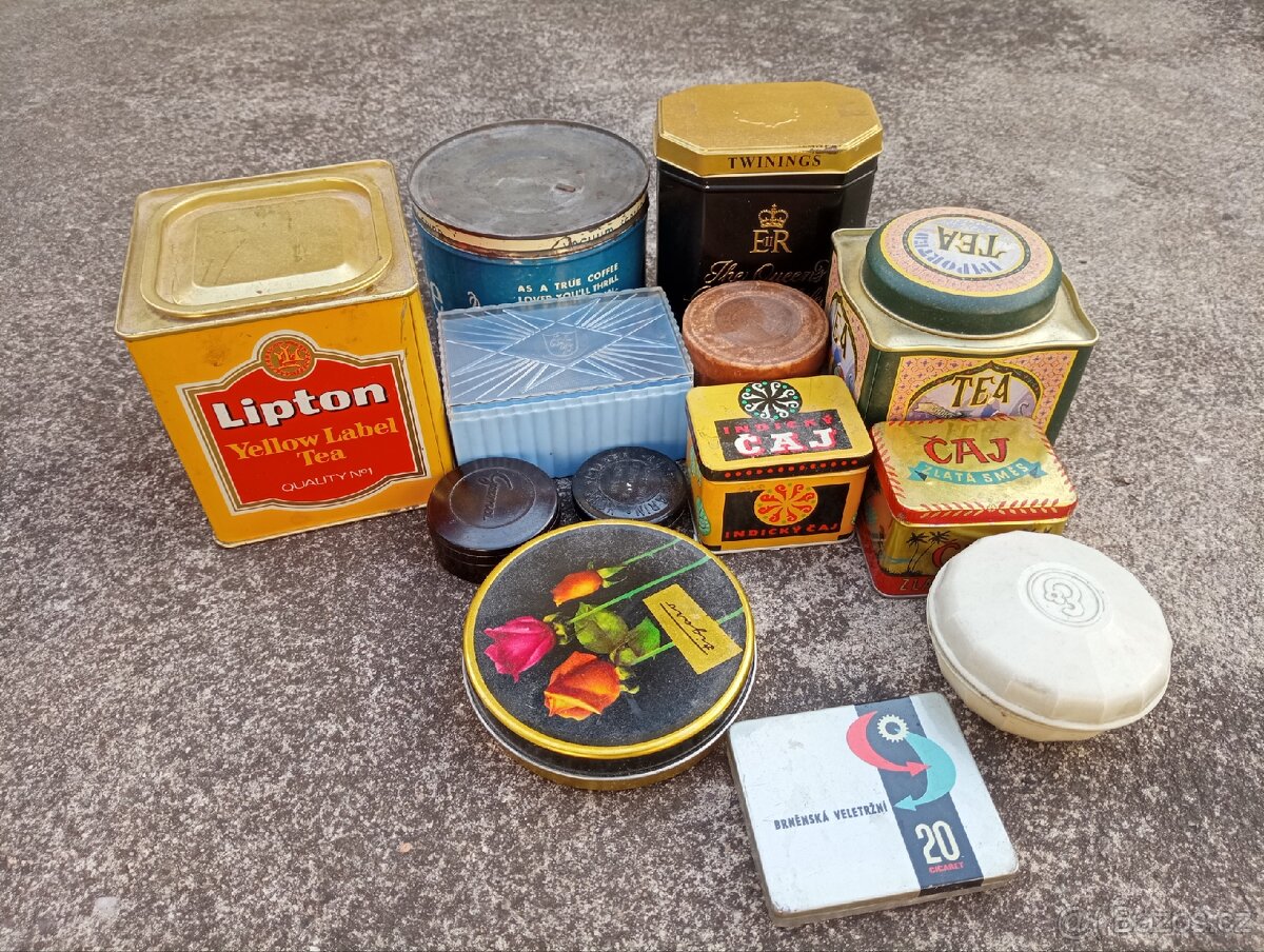 Retro plechové dózy a drobné krabičky