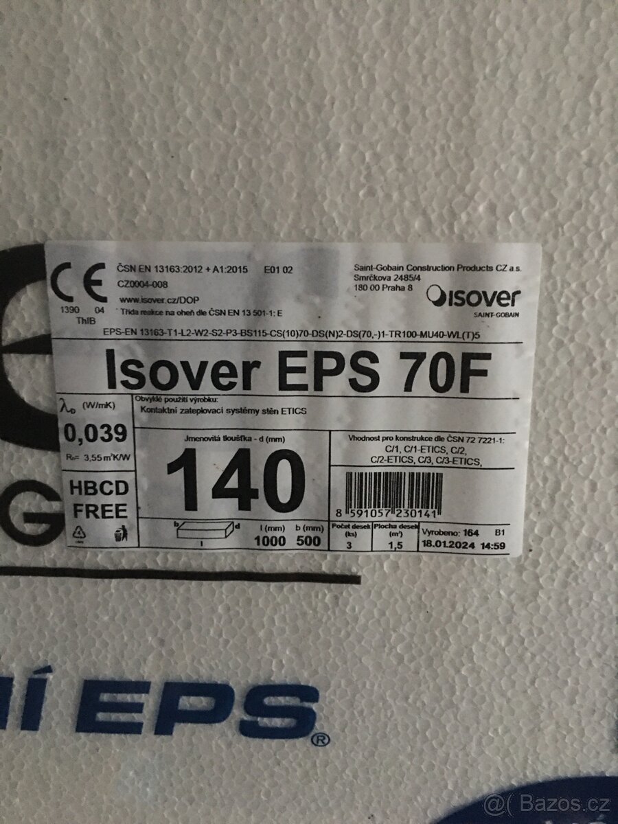 Prodám Fasádní polystyren 57ks 140 ka