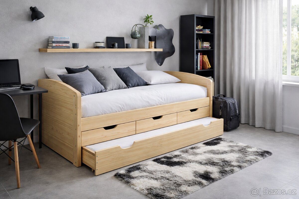 Postel multifunkce masiv s matrací a rošty Nová