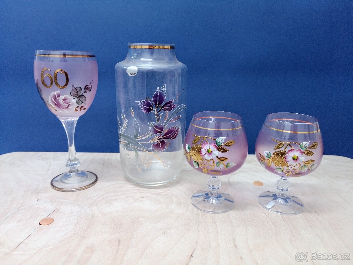 Váza a 3x sklenice