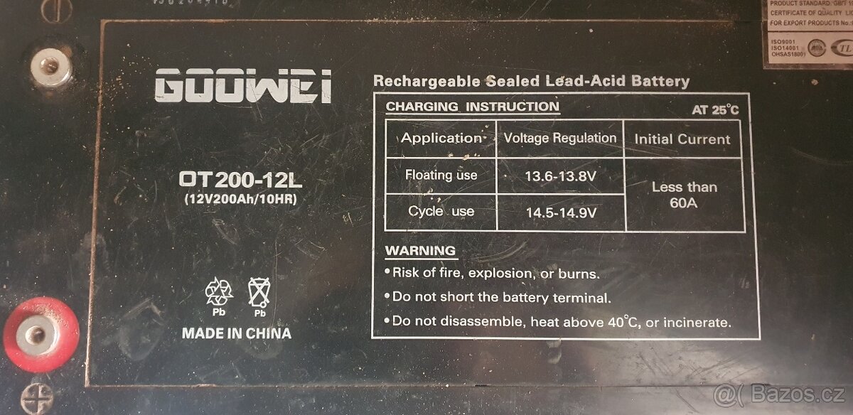 Trakční baterie Goowei 200Ah/12V