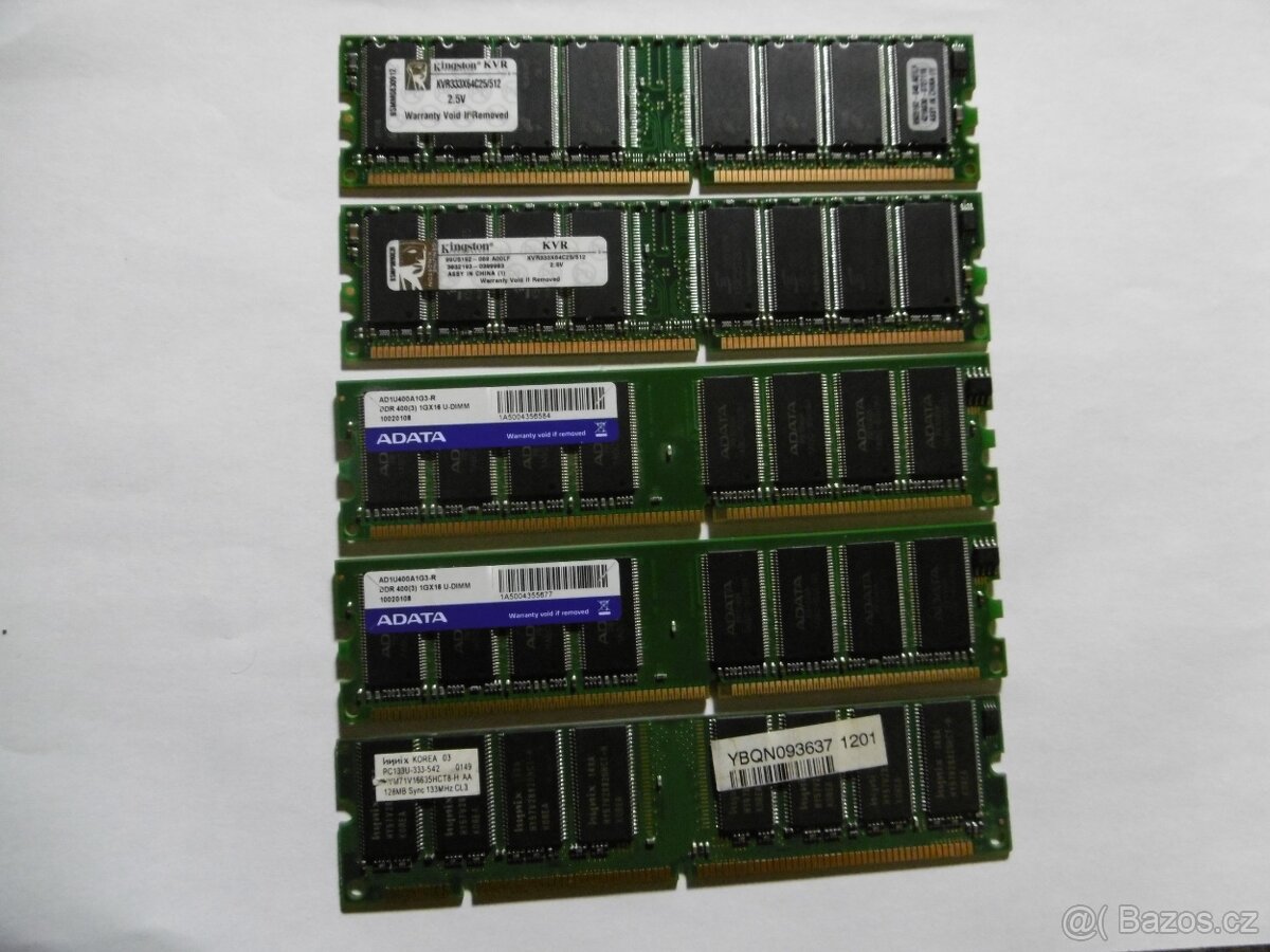 staré paměti DDR1 DDR2 DDR3 ...