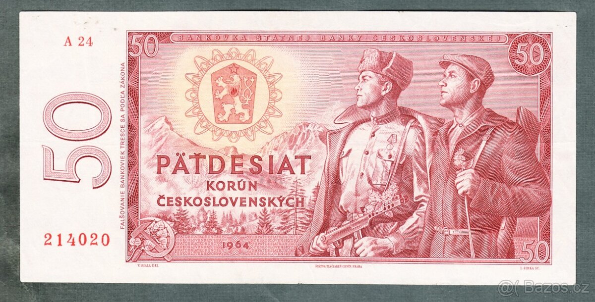 Staré bankovky 50 kčs 1964 serie A  pěkný stav