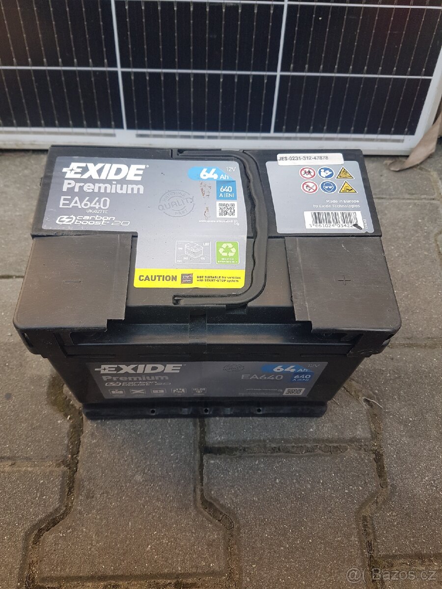Autobaterie Exide EA640 12V 64Ah 640A použita