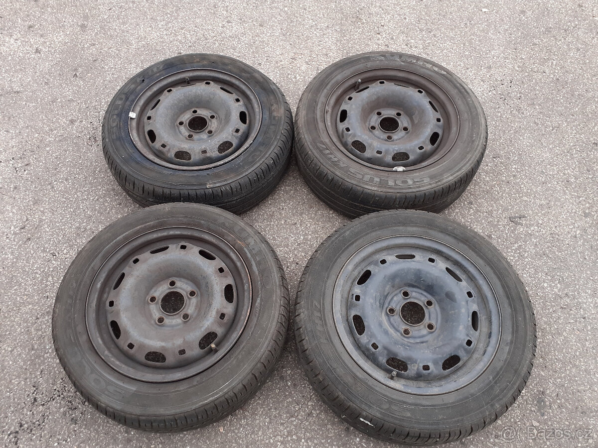 2ks plechové disky 5x100 R14, pneu KO