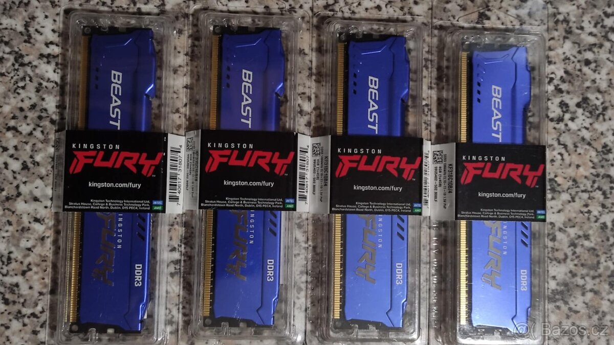 4x4GB 16GB DDR3 1866 Fury Beast nové nerozbalené