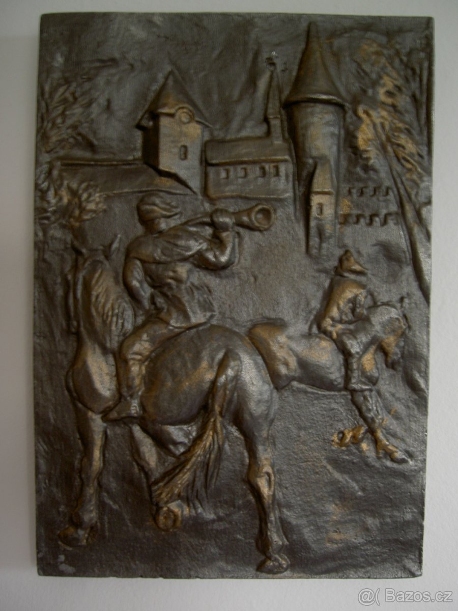 Ak.mal. Karel Rélink Křivoklát kovová plastika