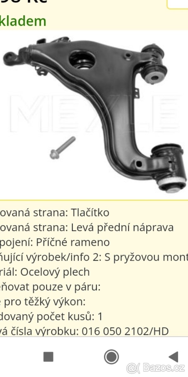 Koupím ramena mercedes w210