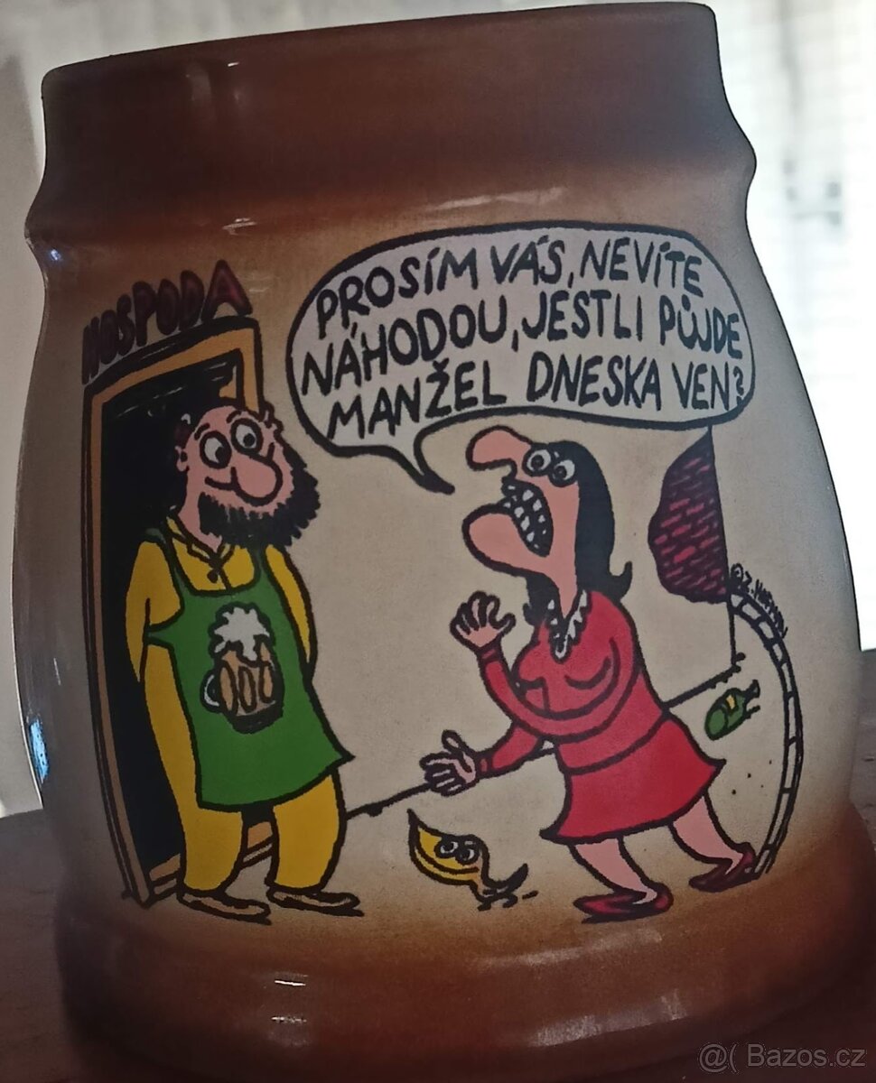 Keramický půllitr 0,5 l - džbánek - vtip - hospoda