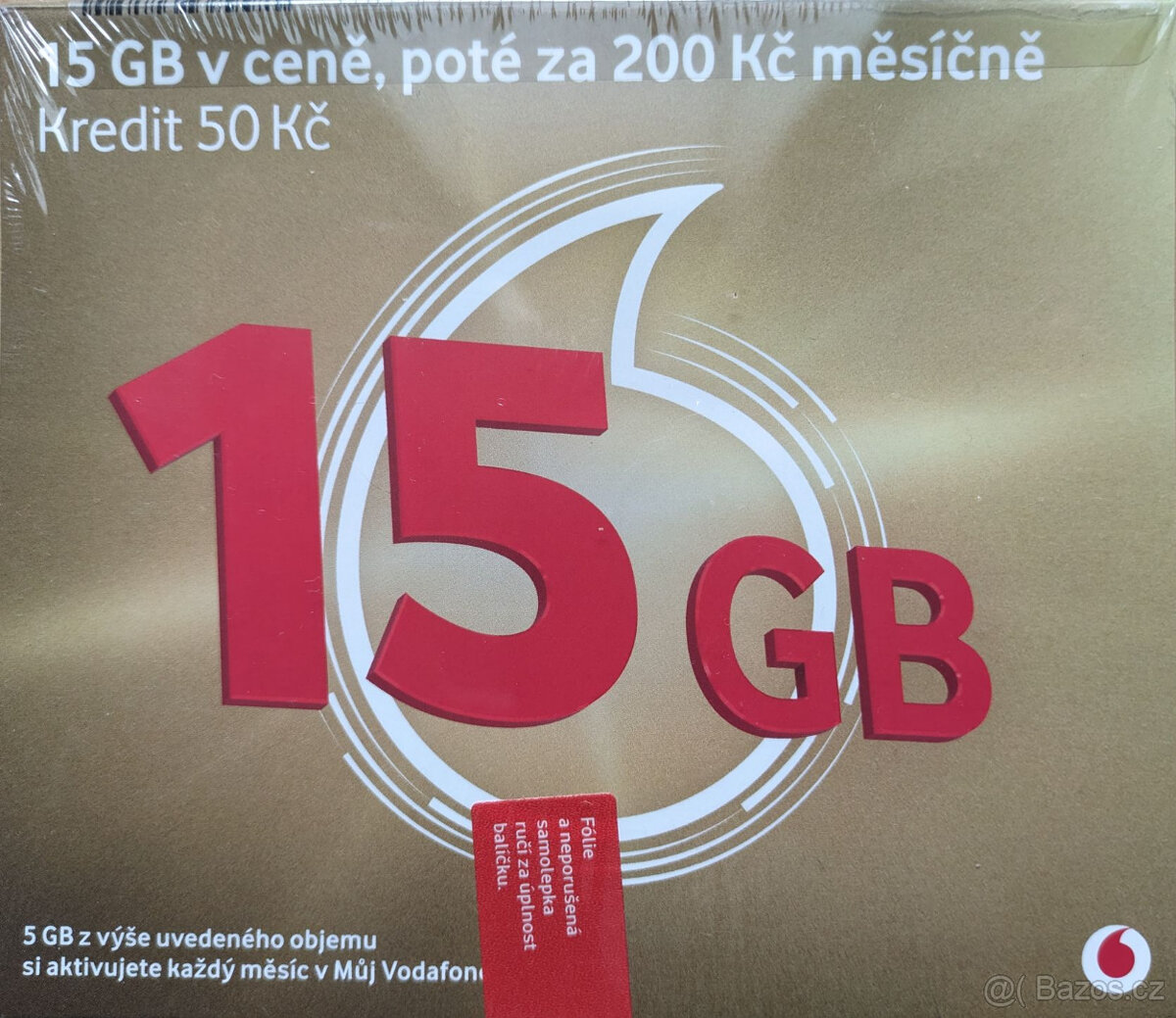Vodafone SIM - Zlatá karta, s tarifem 15GB dat, sleva 50%