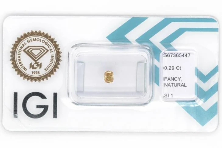 Diamant - Natural Fancy Brownish Yellow - 0,29ct - SI1