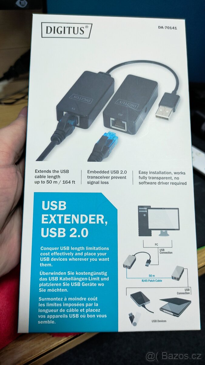 Digitus USB 2.0 Extender přes LAN RJ45 Ethernet až na 50m