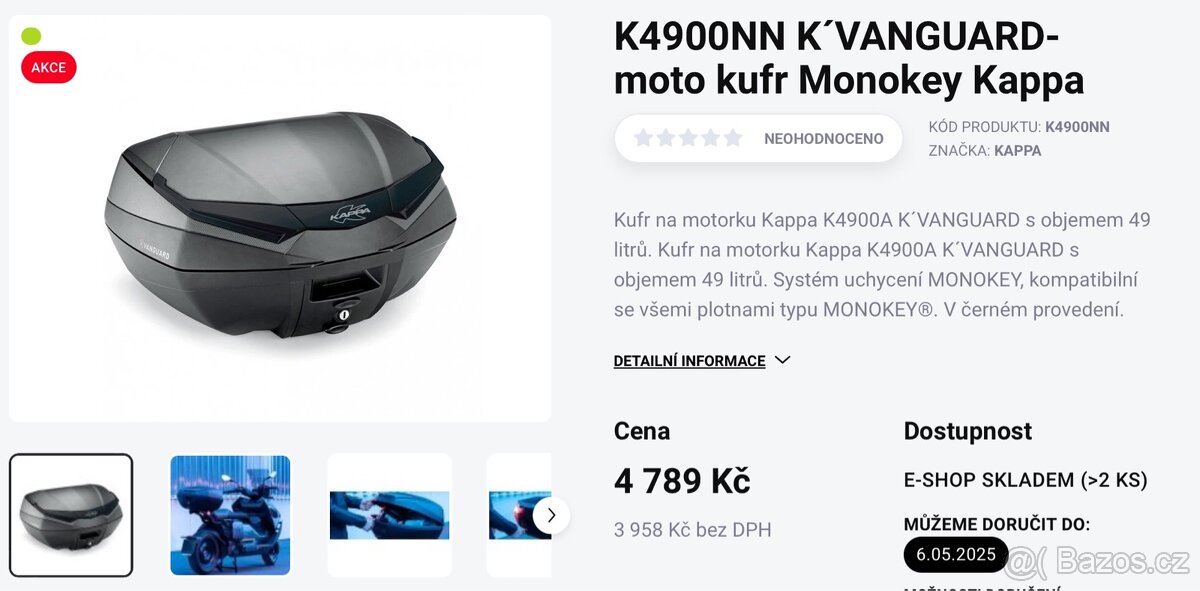 moto kufr Monokey Kappa + plotna. Nový se zárukou