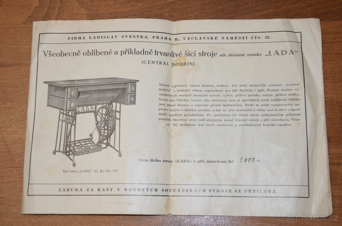 Katalog šicích strojů firmy Ladislav Švestka