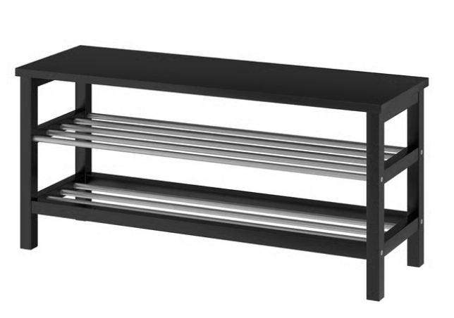 Lavice s botníkem, černá, 108x34x50 cm