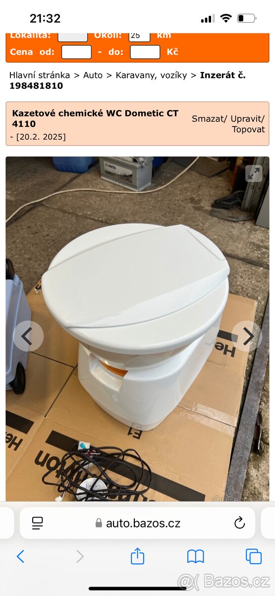 Kazetové chemické WC Dometic CT 4110