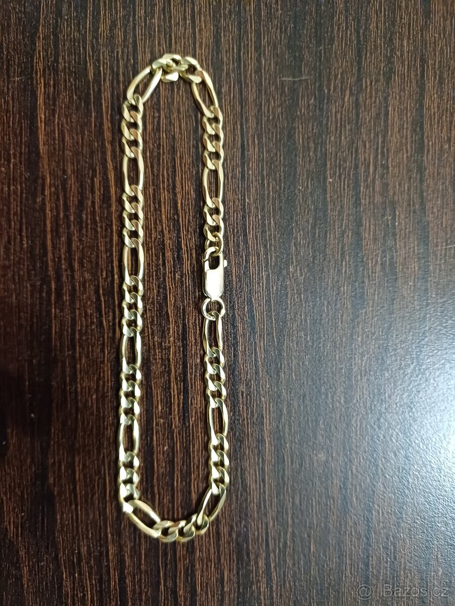 Zlatý náramek 14 karátů, váha 7,76 g, délka 22 cm