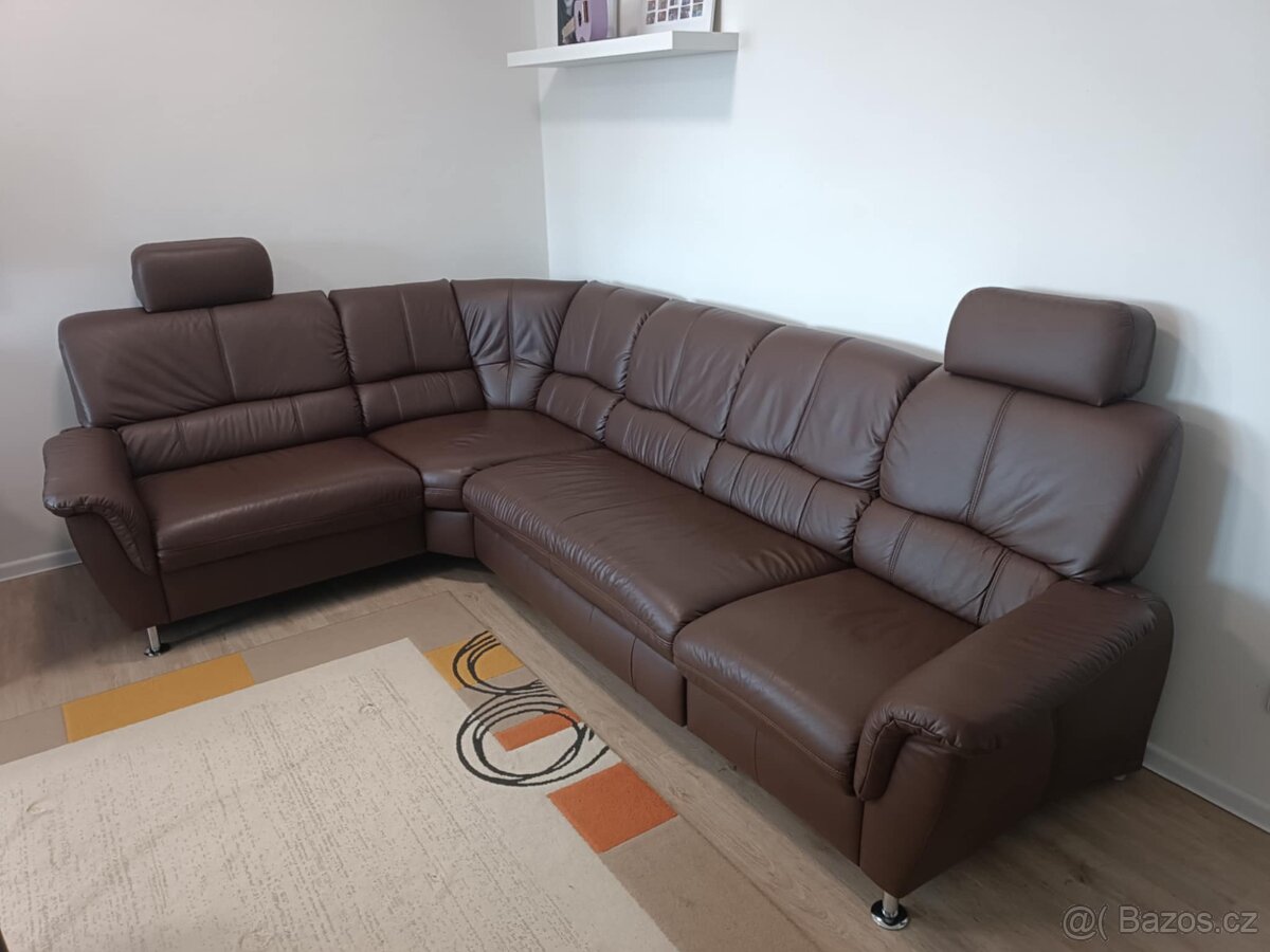 Rozkládací kožená sedačka + křeslo