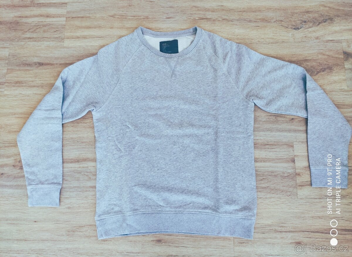 PÁNSKÁ MIKINA ŠEDÁ H&M BASIC VELIKOST L