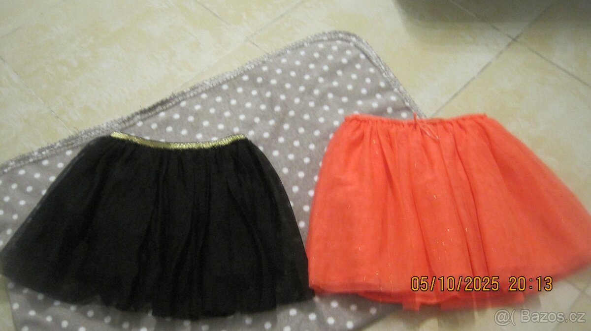 Dvě sukénky, TUTU, černá a neon oranžová