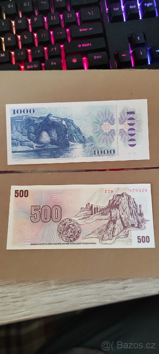 1000 Kč ,500 Kč vzácná série z 79 UNC
