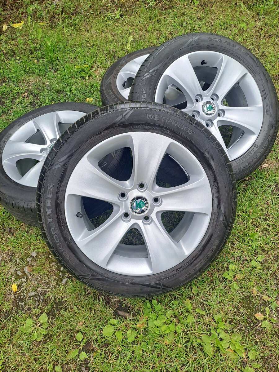Alu kola 5x112 originál Škoda Superb II 205/55 R16