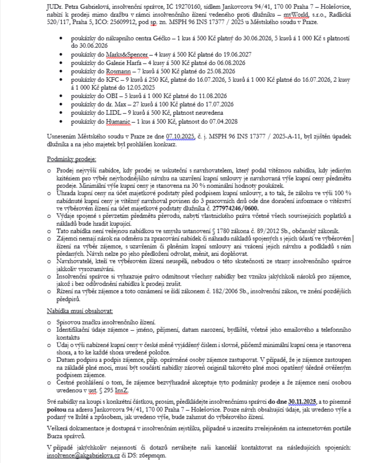 Poukázky Géčko, Marks&Spencer, Dr. Max, KFC, LIDL,.....