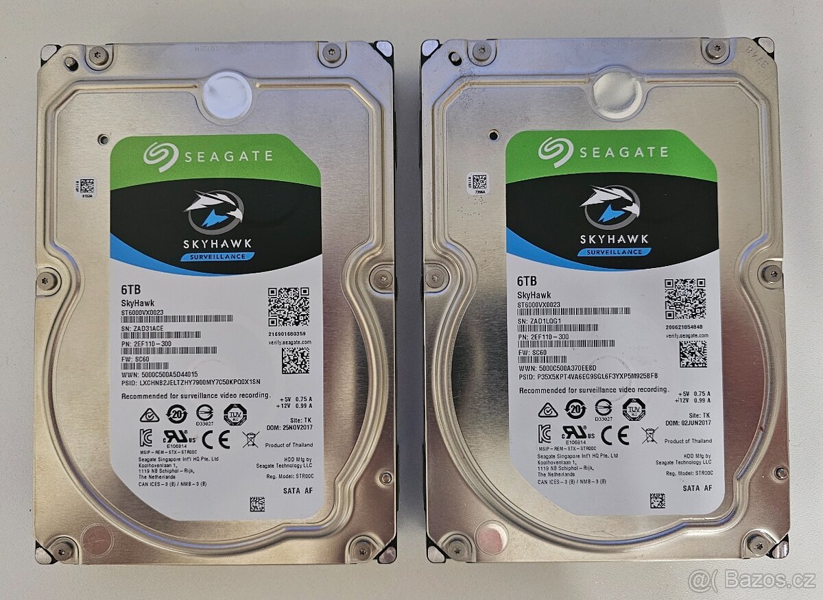 PRODÁM SADU 2x HDD SEAGATE SKYHAWK 6TB (SATA)