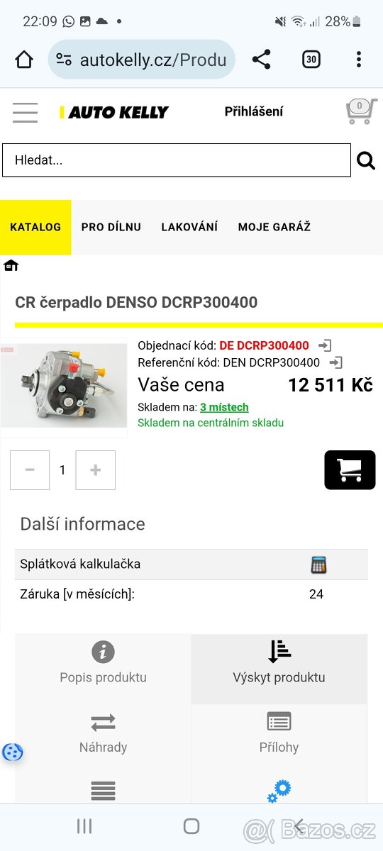 CR čerpadlo DENSO DCRP300400,CR vstřikovač Denso DCRI107060