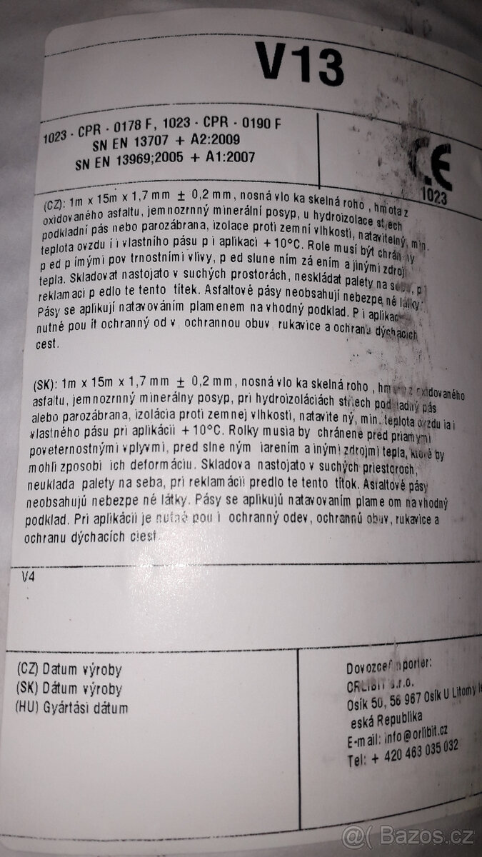 Asfaltová lepenka-podkladní VELBIT V13