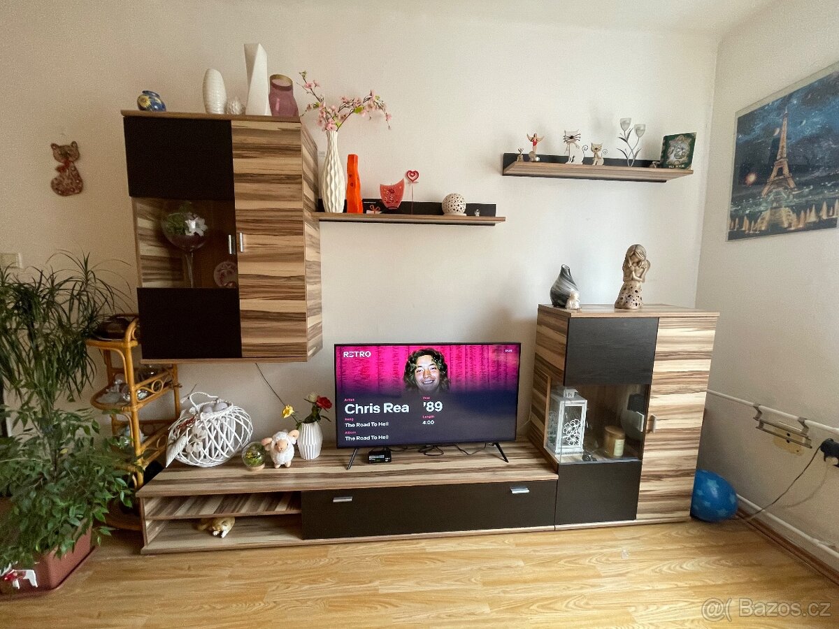 Obývací stěna (stolek pod TV, dvě skříňky, dvě poličky)