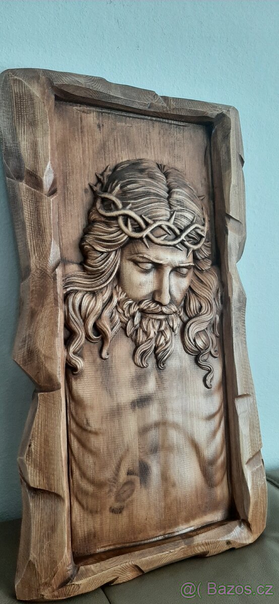 Drevený obraz Ježiš Kristus 65×34cm hr.4cm