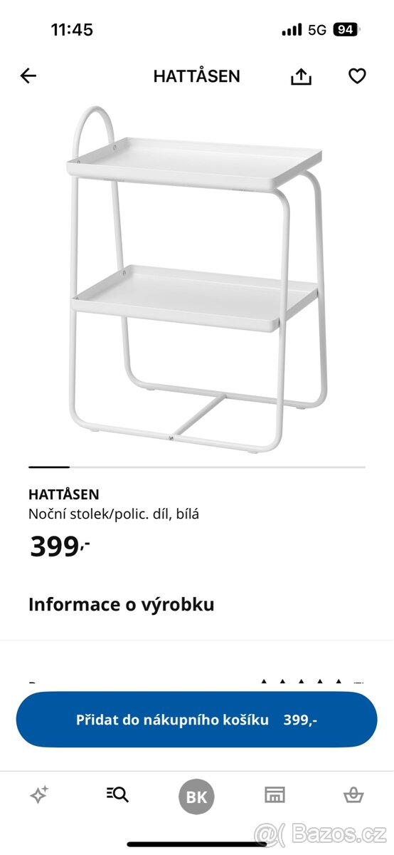Noční stůl 350,- IKEA