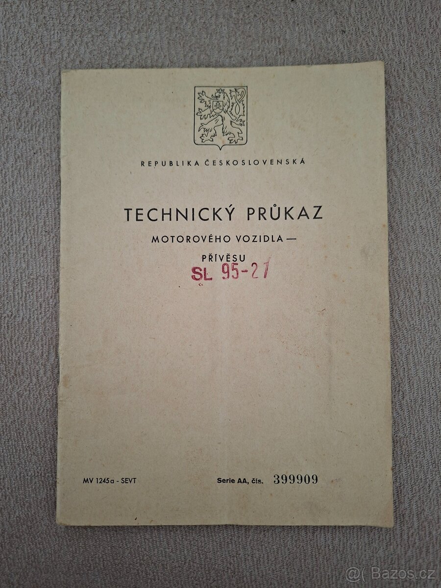 Technický průkaz Jawa ČZ 250 / 353 malý + velký