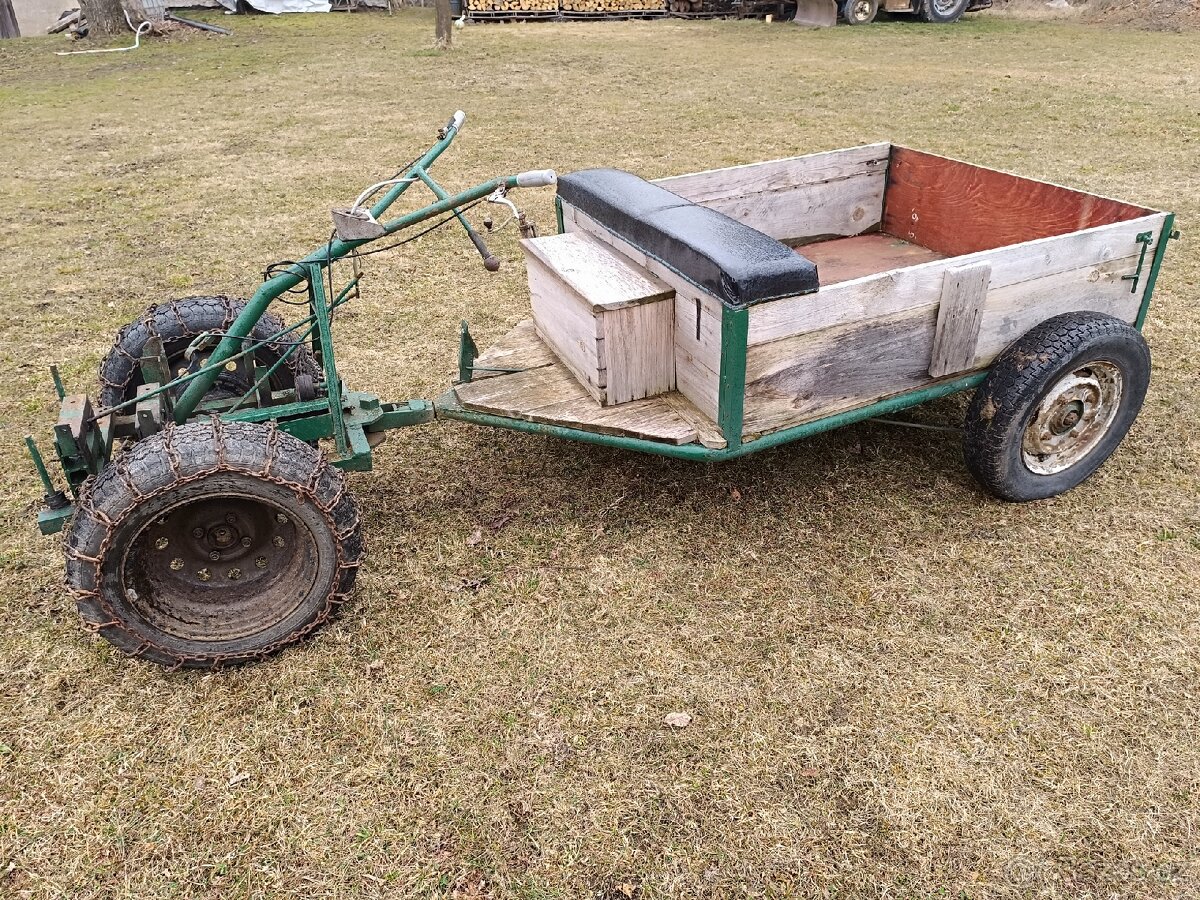 Fréza (malotraktor) bez agregátu + brzděný vozík