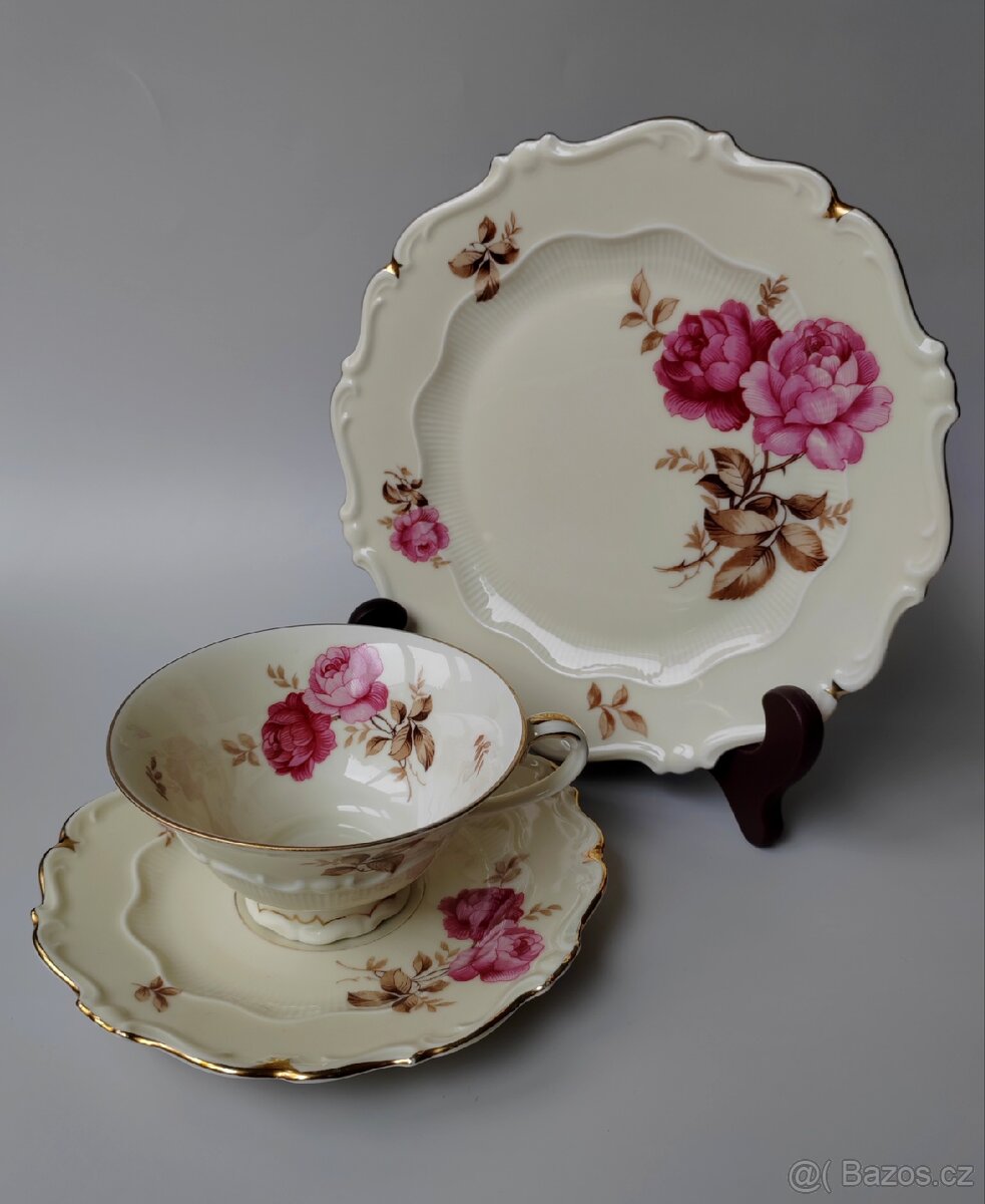 Vynikající starožitné snidanove trio Sorau Carstens porcelán