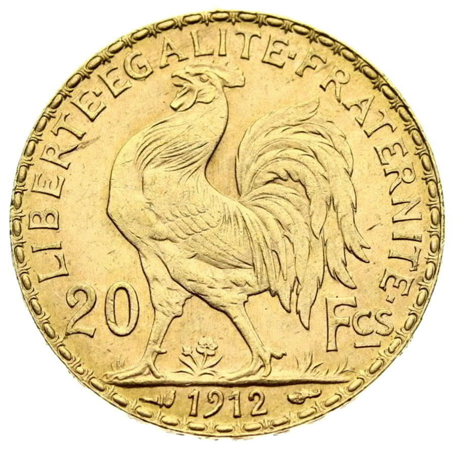 Zlatá mince r. 1912 Francie