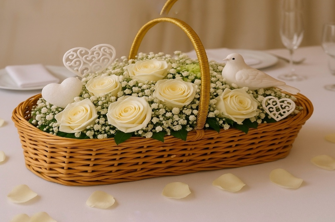 Unikátní proutěný koš 80×30×15 cm – svatební dekorace, dovoz