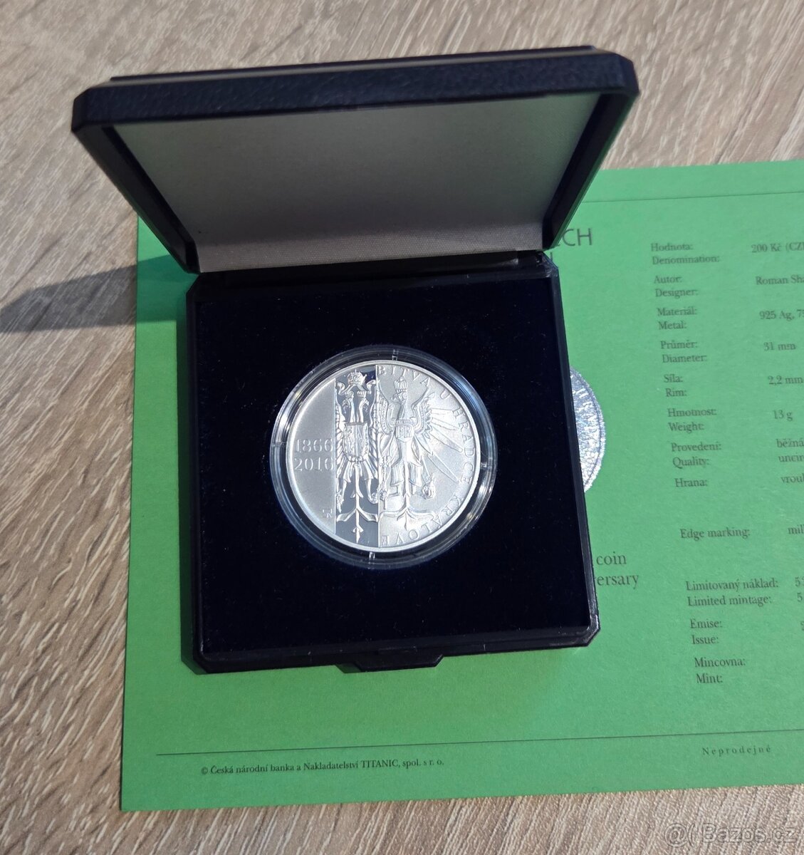 Stříbrná mince 200kč 150. výročí bitvy u Hradce Králové 2016