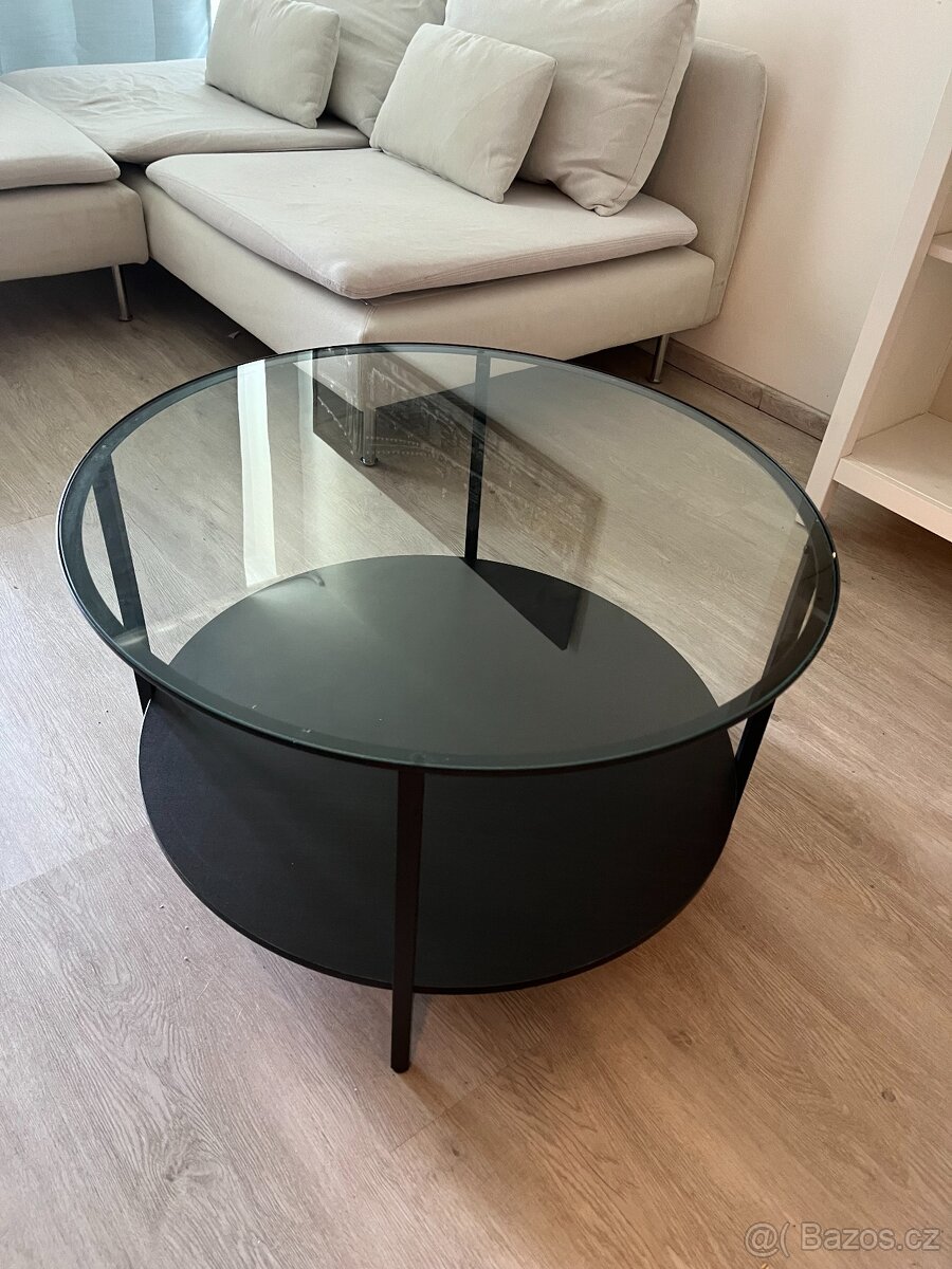 VITTSJÖ Konferenční stolek, černohnědá/sklo, 75 cm