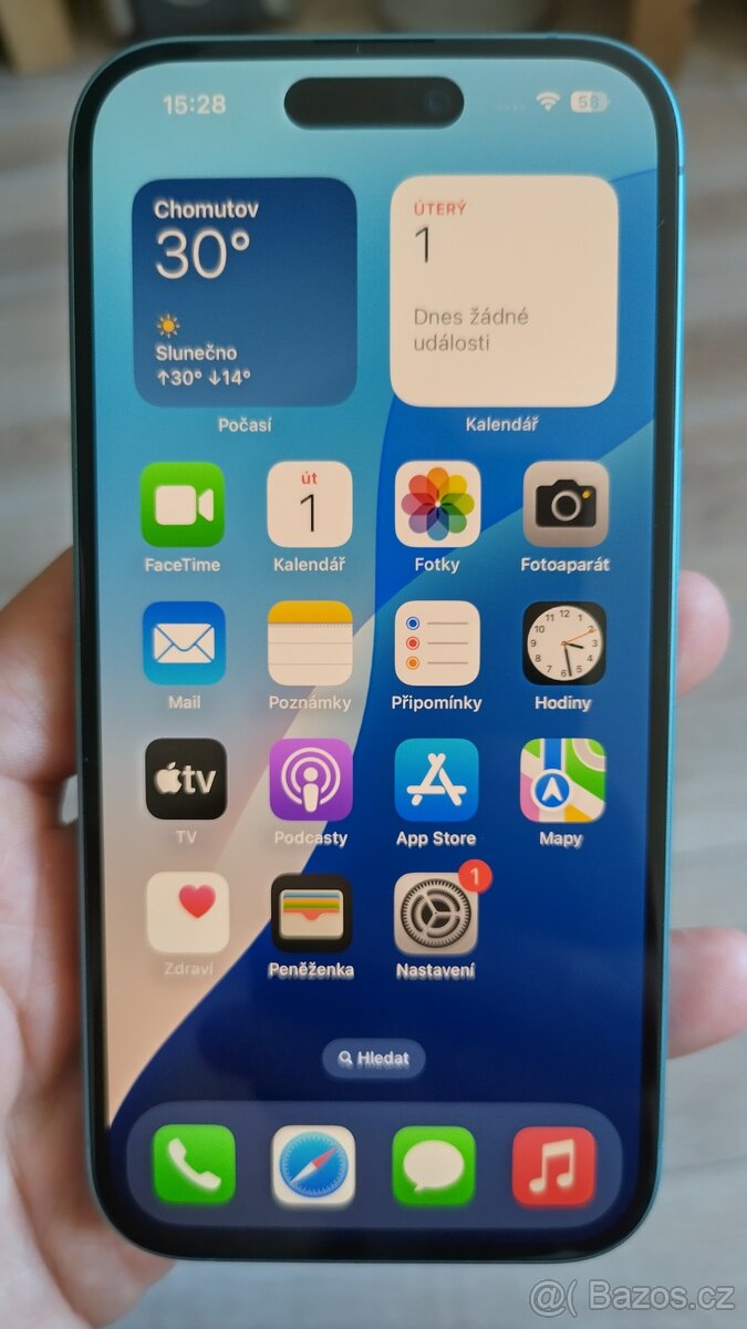 Apple iPhone 16 Blue 128GB, zánovní, perfektní stav,bat100%