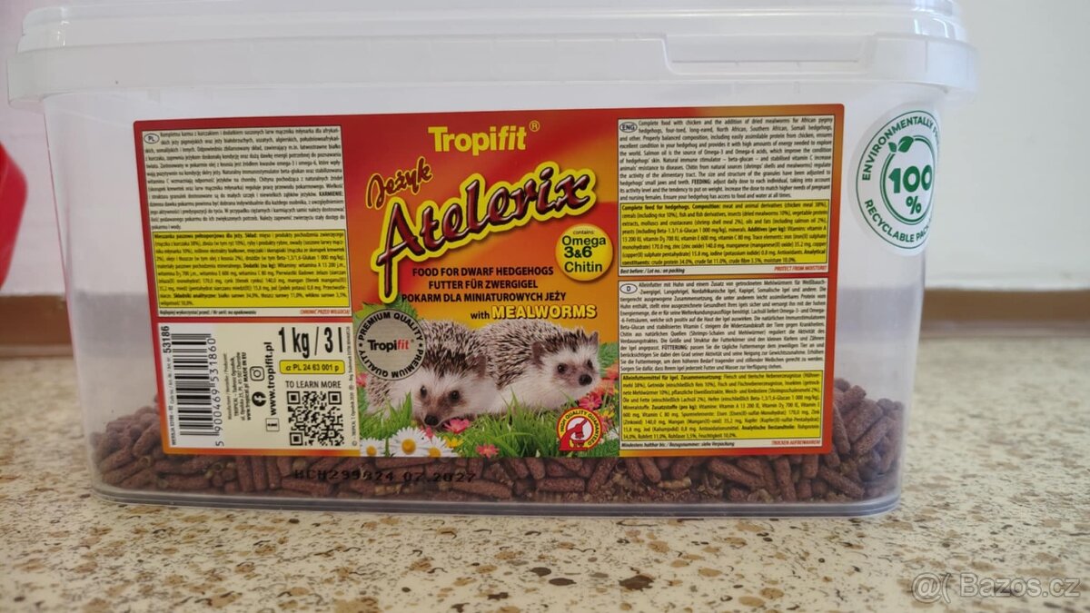 Granule pro ježky bělobřiché/pygmy, Atelerix od Tropifit