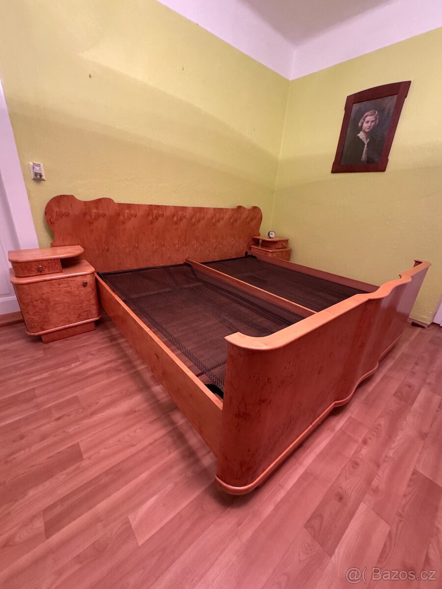 Retro manželská postel + noční stolky