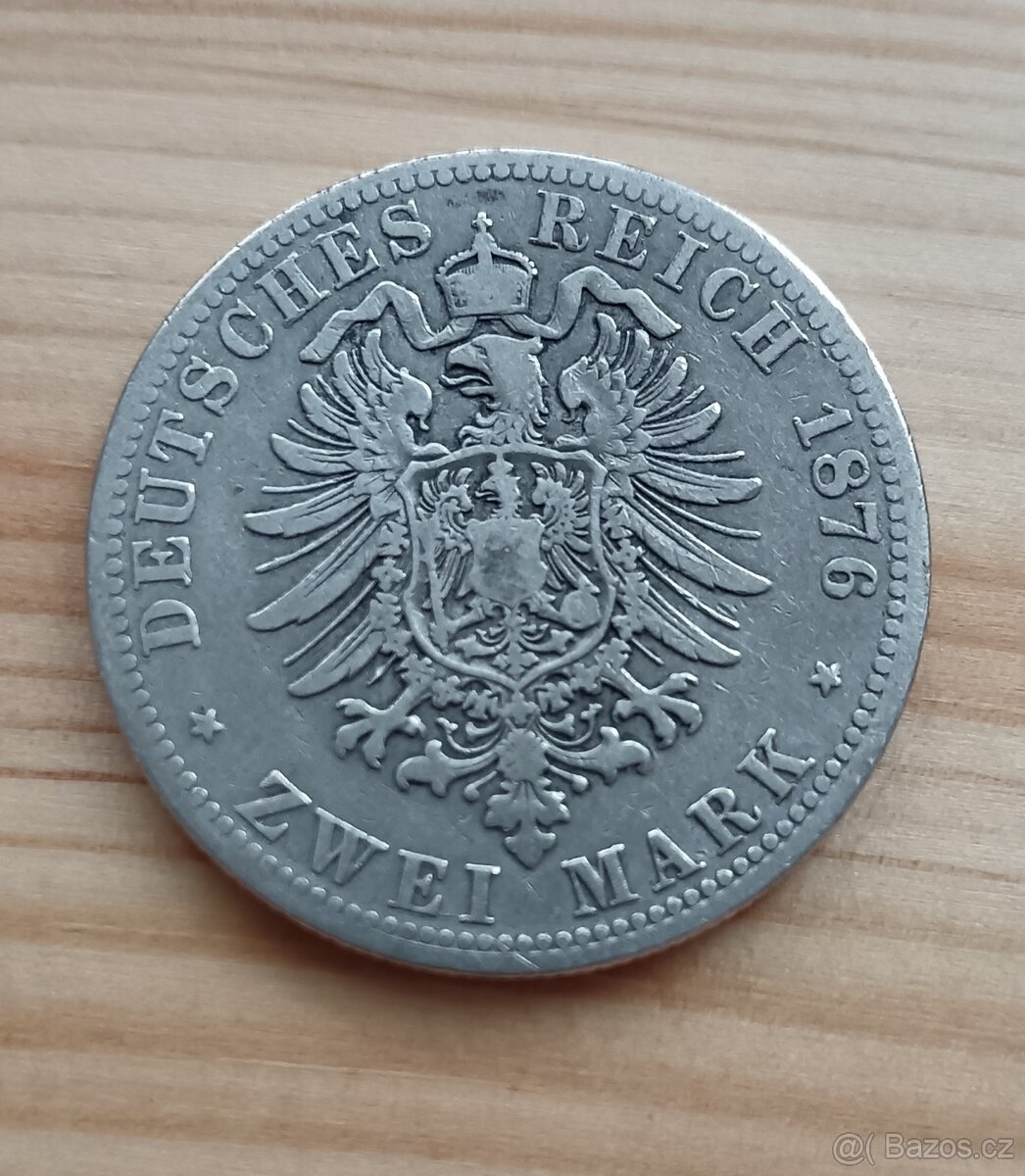 AG Zwei Mark 1876 Wilhelm I. Mincovna A