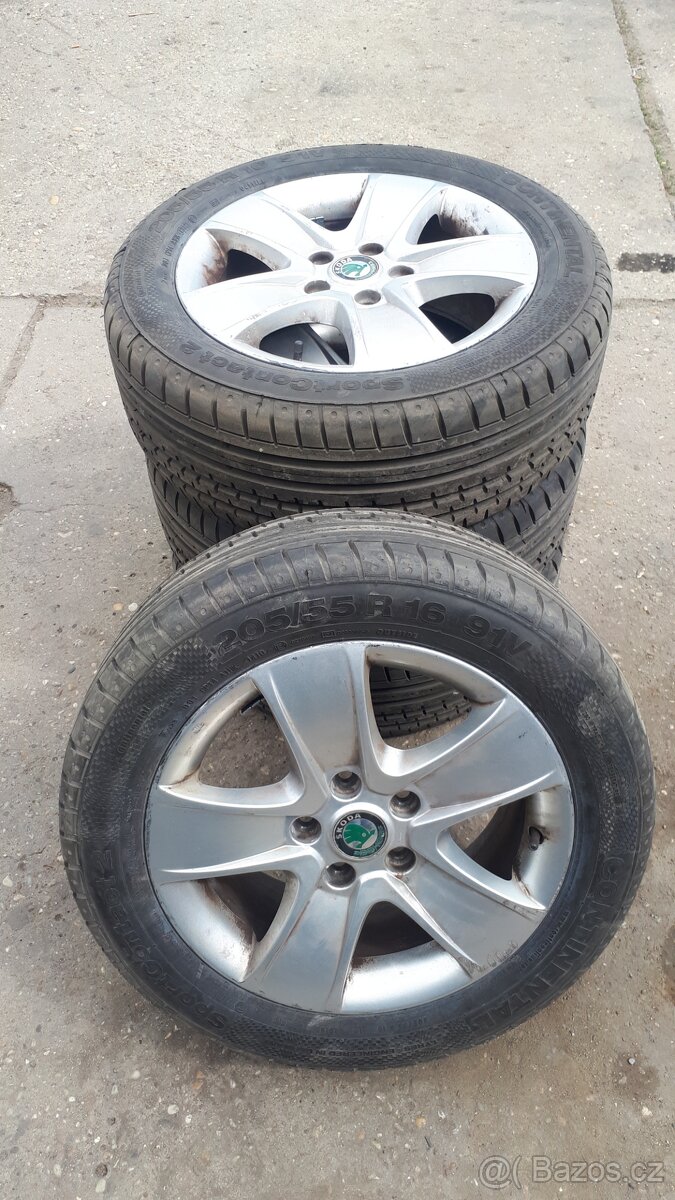 Alu kola Skoda 205/55/16 roztec 5×112