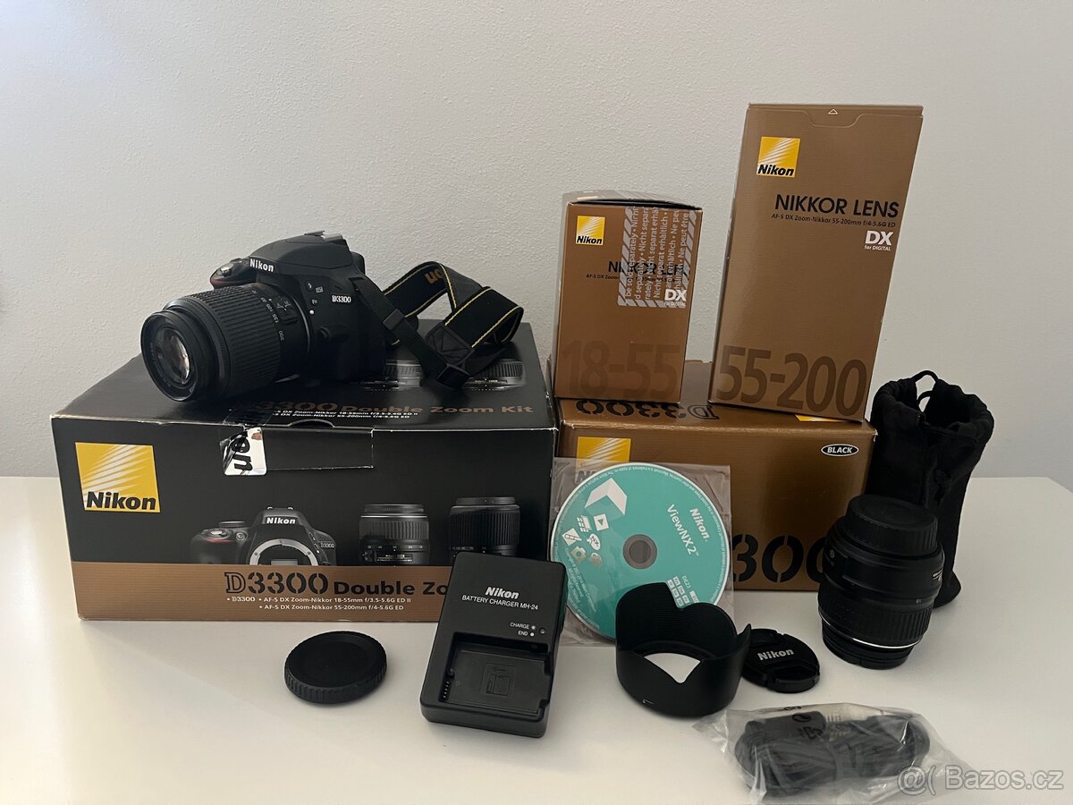 Nikon D3300 sada s objektivy 18-55, 55-200, Sleva
