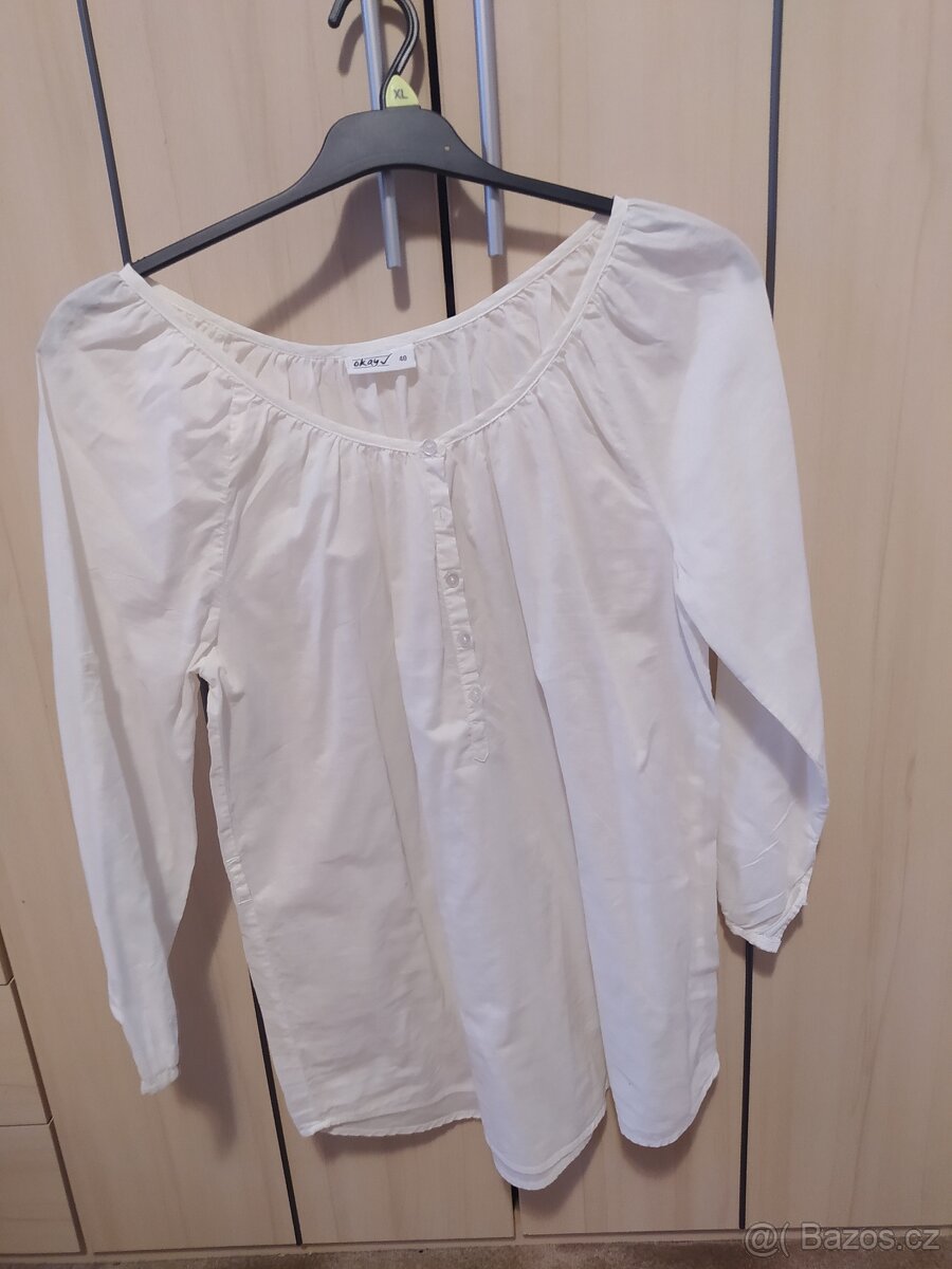 Bílá košile s dlouhým rukávem 40